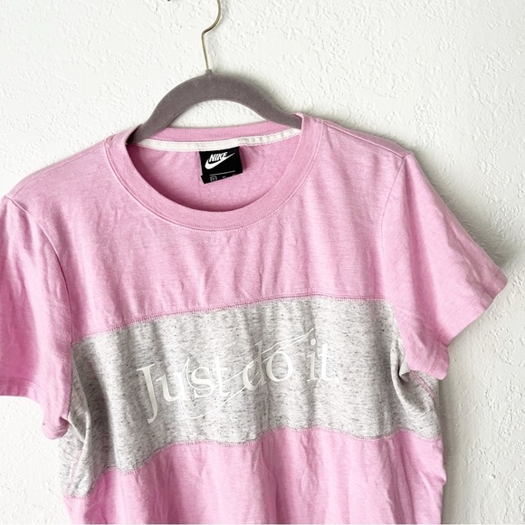 Nike Top Women's XL NSW Gym Vintage Pink Rise Just Do It Graphic T-Shirt Y2K - Picture 3 of 8